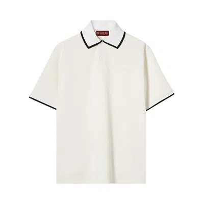 Pre-owned Gucci Piquet Polo Top 'white' | Men's Size L