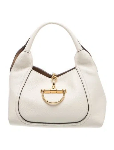 Pre-owned Gucci Piston Lock Jackie Maxi In White