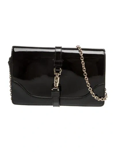 Pre-owned Gucci Piston Lock Piston Lock Wallet On Chain In Black