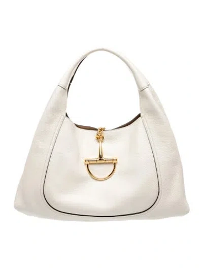 Pre-owned Gucci Piston Lock Softbit Maxi In Brown