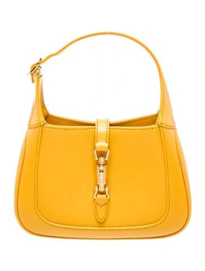 Pre-owned Gucci Piston Lock Top Handle Bag In Yellow