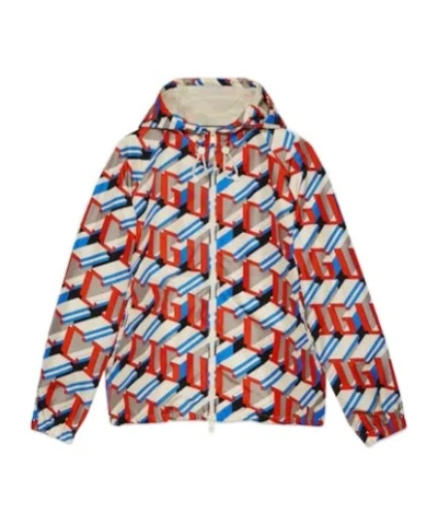 Gucci Pixel-print Hooded Jacket In Nude