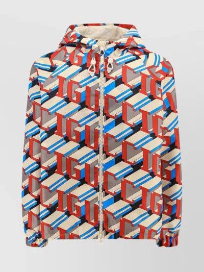 Gucci Pixel Print Nylon Jacket With Hood In Multi