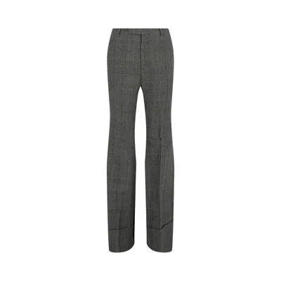 Pre-owned Gucci Plaid Flared-leg Trousers 'grey/beige' | Men's Size 44 In Gray