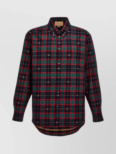 Gucci Plaid Pattern Shirt With Chest Pocket Detail In Multicolor