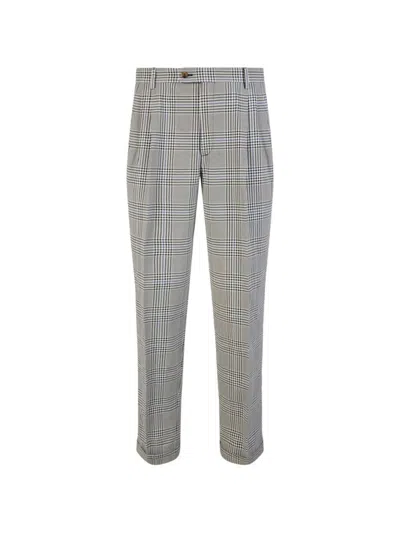 Pre-owned Gucci Plaid Pleated Trousers In Gray