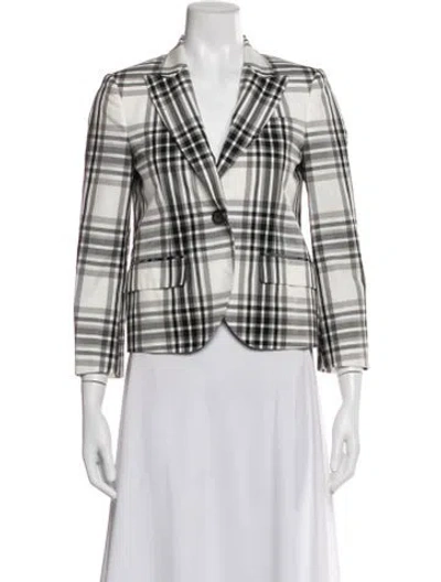 Pre-owned Gucci Plaid Print Blazer In White