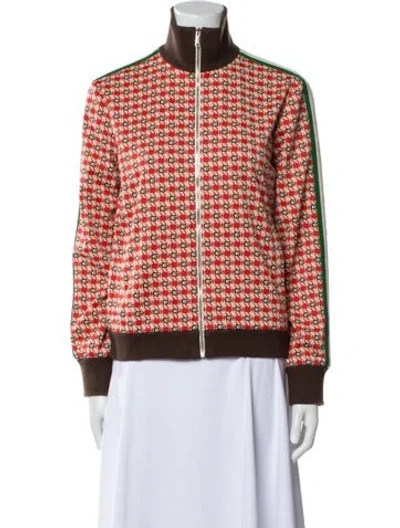 Pre-owned Gucci Plaid Print Bomber Jacket In Orange