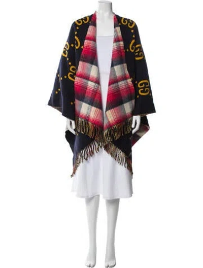 Pre-owned Gucci Plaid Print Coat In Blue