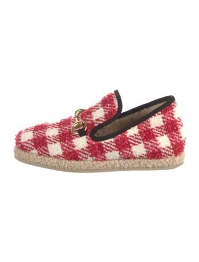 Pre-owned Gucci Plaid Print Espadrilles In Red