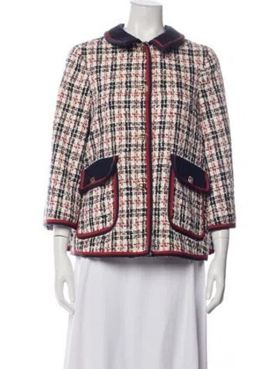 Pre-owned Gucci Plaid Print Jacket In Blue