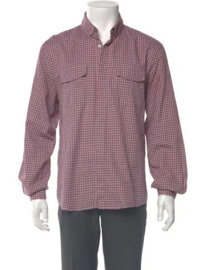 Pre-owned Gucci Plaid Print Long Sleeve Shirt In Red