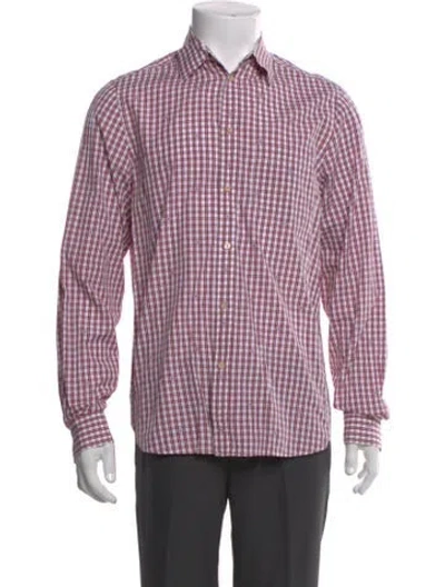 Pre-owned Gucci Plaid Print Long Sleeve Shirt In Red