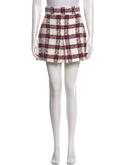 Pre-owned Gucci Plaid Print Mini Skirt In Neutral