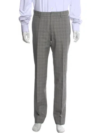 Pre-owned Gucci Plaid Print Pants In Gray