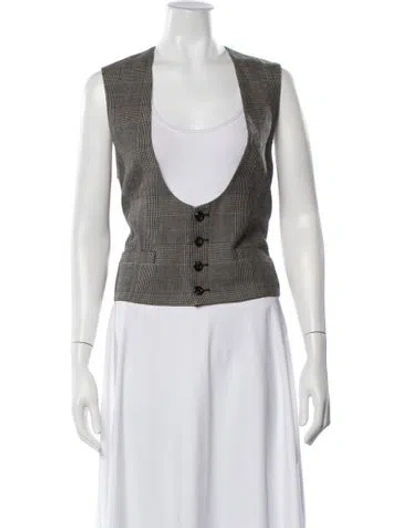 Pre-owned Gucci Plaid Print Vest In White