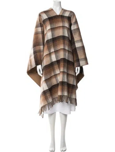 Pre-owned Gucci Plaid Print V-neck Sweater In Brown