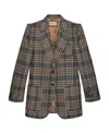 Gucci Single-breasted Check Blazer In Blue