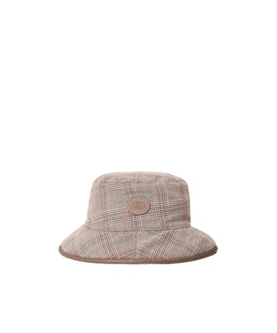 Gucci Plaid Wide-brim Bucket Hat In Orange
