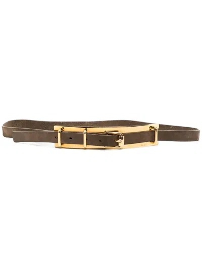Pre-owned Gucci Plate Detail Buckled Belt In Brown