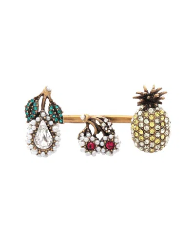 Gucci Plated Gold Plated Ring With Faux Pearl & Rhinestones (authentic Pre-  Loved) In Multi