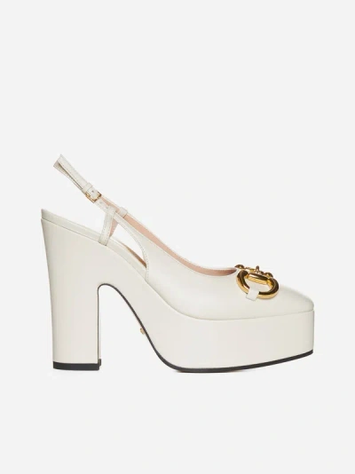 Gucci Platform Leather Slingback Pumps