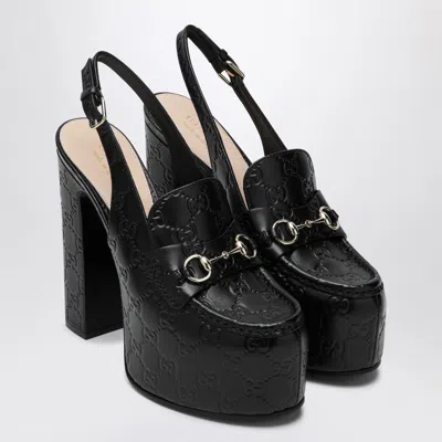 Gucci Platform Loafers With Slingback Design In Black