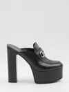 Gucci Horsebit Platform Mules In Calf Leather In Black