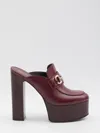 Gucci Platform Mules With Horsebit In Burgundy