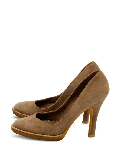 Pre-owned Gucci Platform Round-toe Pumps In Brown