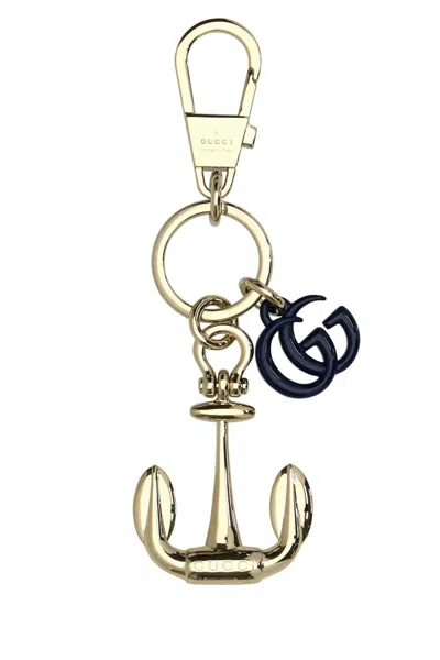 Gucci Platinum Metal Key Ring In Gold