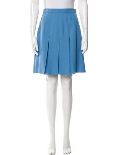 Pre-owned Gucci Pleated Accents Knee-length Skirt In Blue