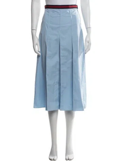 Pre-owned Gucci Pleated Accents Midi Length Skirt In Blue