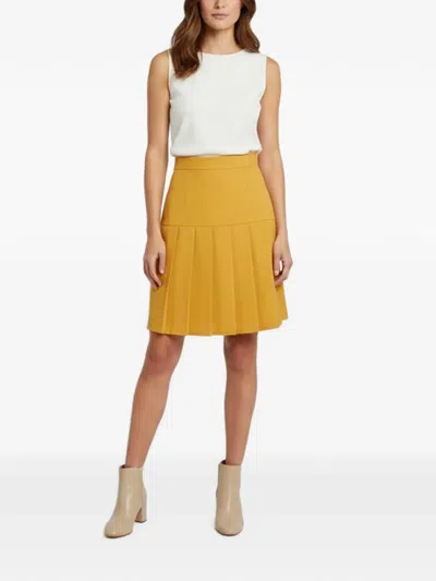Pre-owned Gucci Pleated A-line Mini Skirt In Yellow