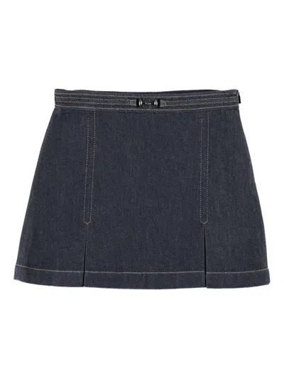 Gucci Pleated Denim Skirt In Blue