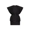 Gucci Pleated Wool Mini Dress In Black