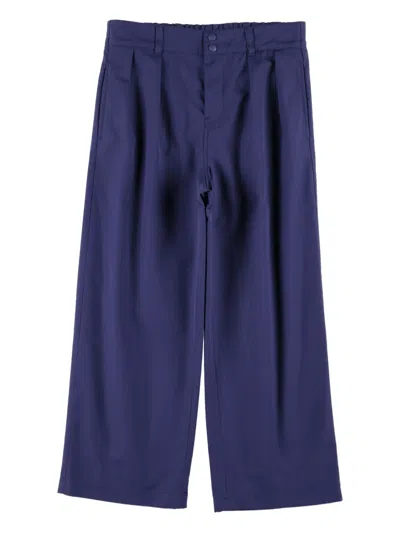 Gucci Kids' Pleated-front Cotton Trousers In Blue