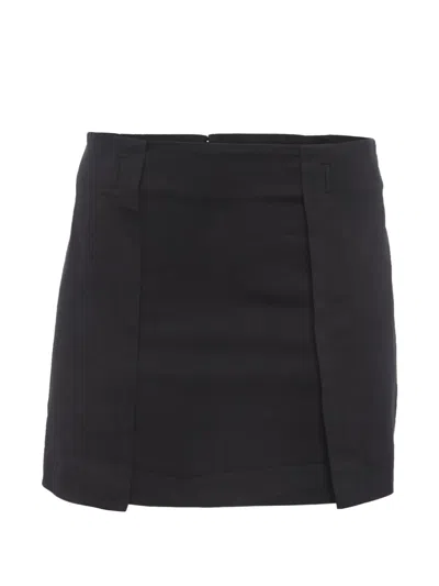 Pre-owned Gucci Pleated Gabardine Skirt In Black