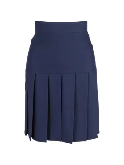 Pre-owned Gucci Pleated High-rise Mini Skirt In Blue