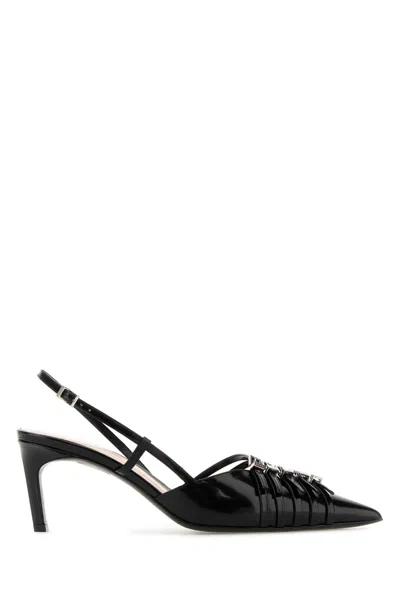 Gucci Pleated Leather Slingback Slingback Heel In Black