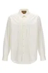 Gucci Long Sleeve Linen Polo Shirt With Chest Pocket In White