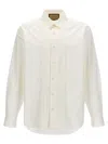 Gucci Long Sleeve Linen Polo Shirt With Chest Pocket In White