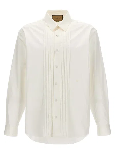 Gucci Pleated Plastron Shirt Shirt And Blouse White
