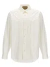 Gucci Long Sleeve Linen Polo Shirt With Chest Pocket In White
