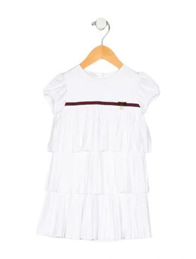 Pre-owned Gucci Babies' Pleated Short Sleeve Dress In White
