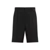 Gucci Black Bermuda Shorts With Web Detail In Wool Man In Black Mix