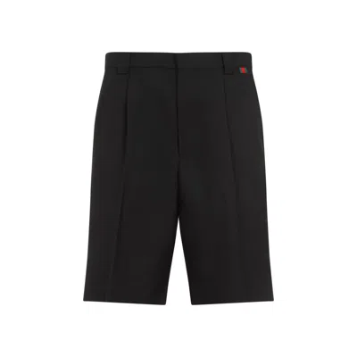 Gucci Black Bermuda Shorts With Web Detail In Wool Man
