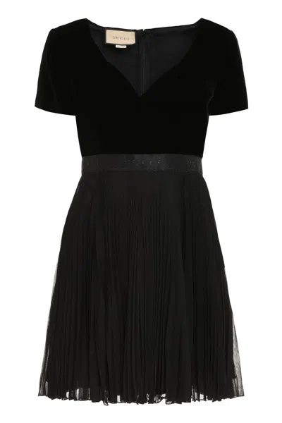Gucci Pleated Skirt Dress In Black