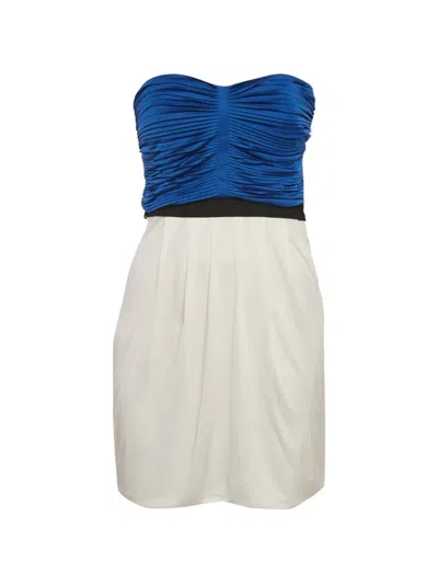 Pre-owned Gucci Pleated Strapless Mini Dress In White