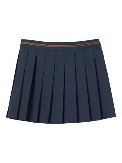 Gucci Kids' Pleated Trim Skirt In Blue